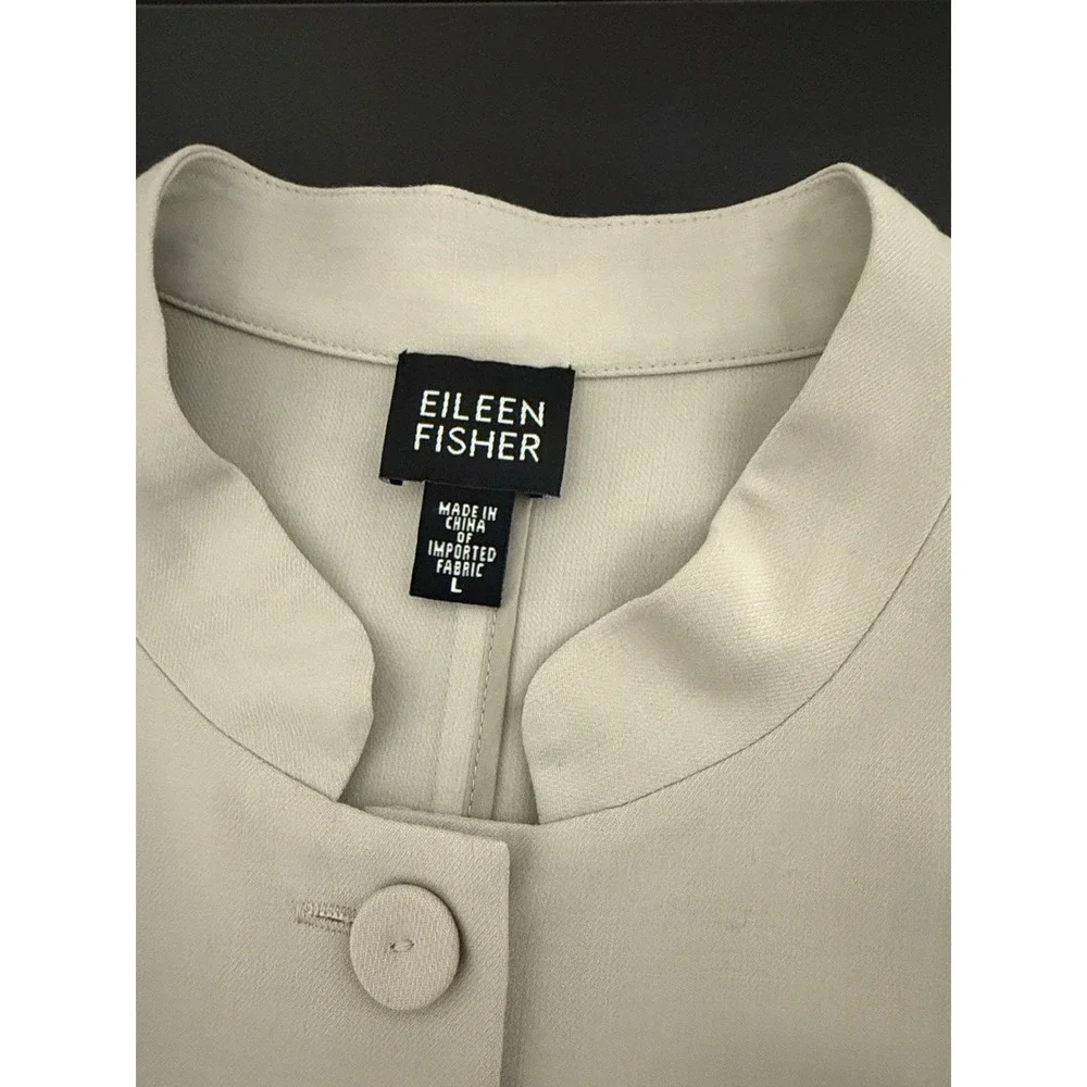 Eileen Fisher Button Up Long Wool Blend Jacket Size Large Minimalist Lightweight